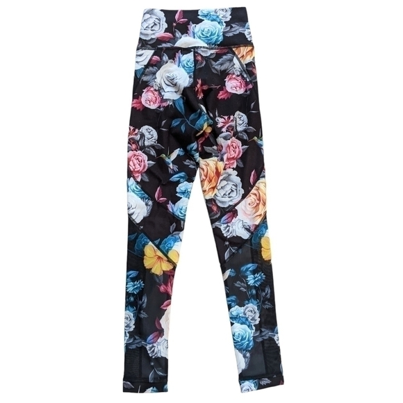 ZYIA Dark Floral Hummingbird Mesh Hi-Rise 7/8 Leggings - Picture 3 of 6